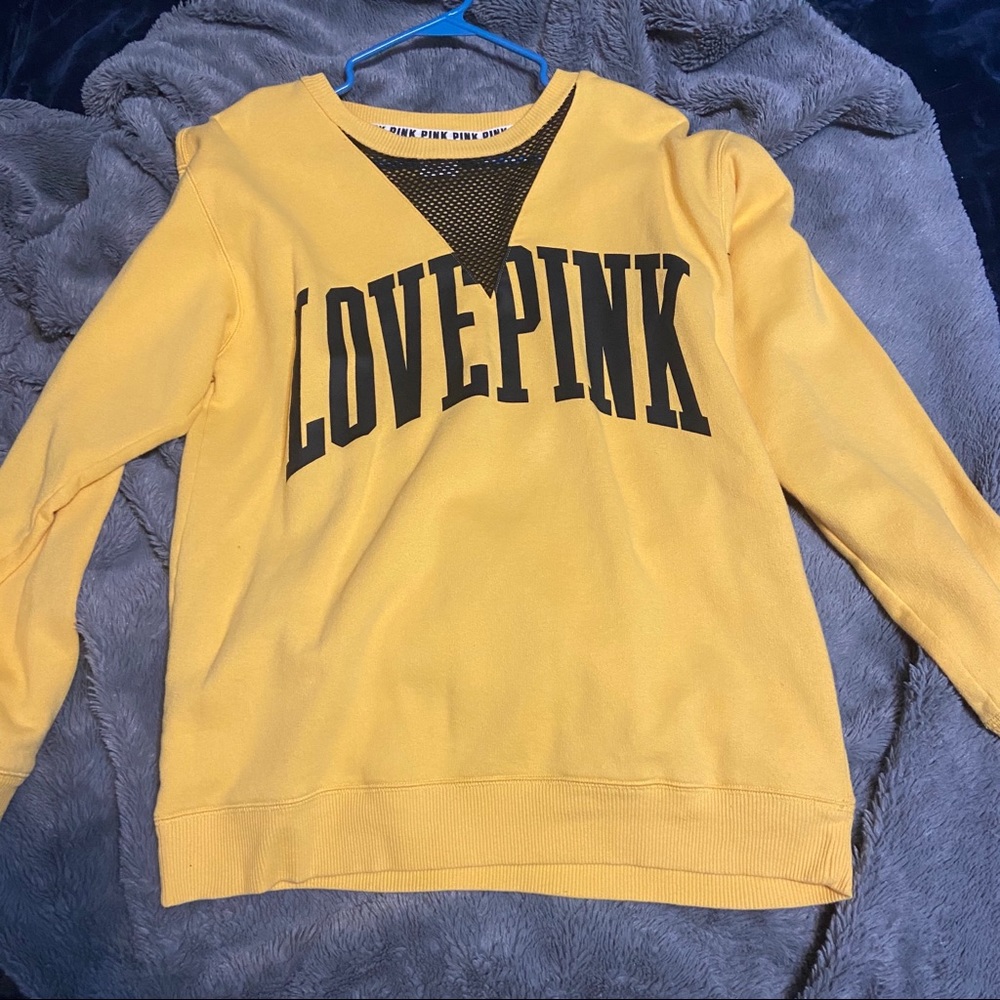 Yellow PINK Victoria’s Secret Crewneck